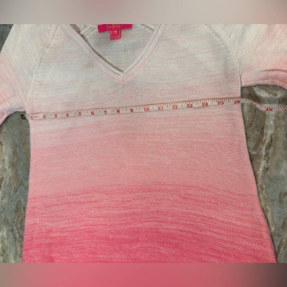 Women’s LILLY PULITZER Jody V-Neck Sweater HAVANA- PINK MARLED OMBRE. Size XS - Picture 11 of 15